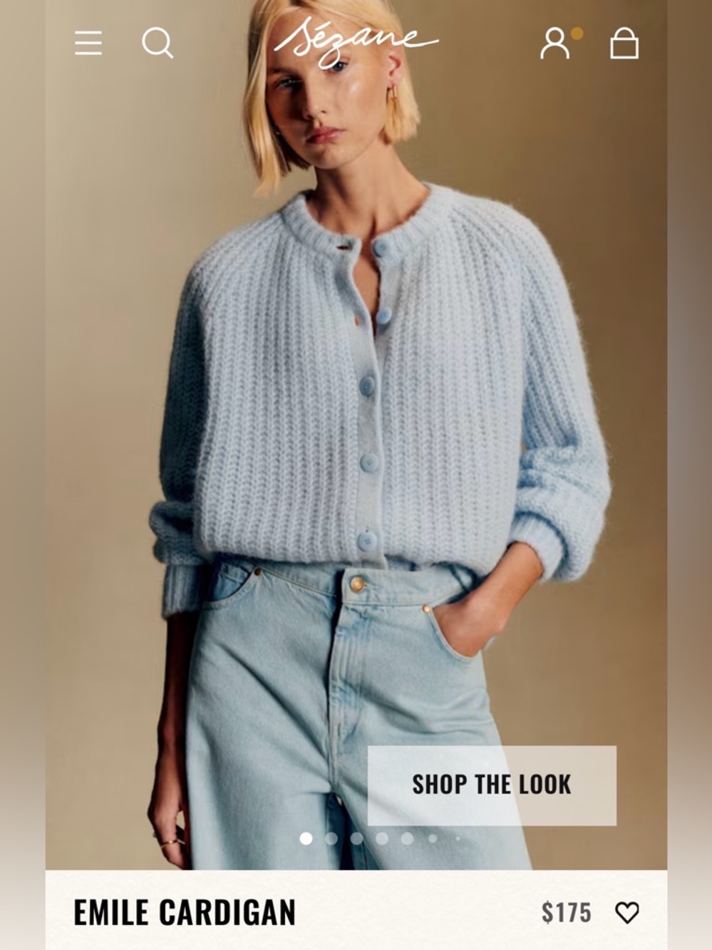 Sezane Emile Cardigan Sky Blue Small